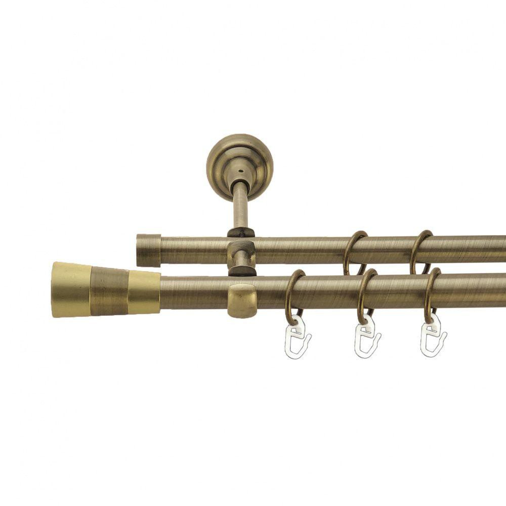 Карниз Orvit Валео металевий дворядний відкритий гладка труба кільце металеве Антик 19\16 мм 200 см (4003794) Львів - фото 1