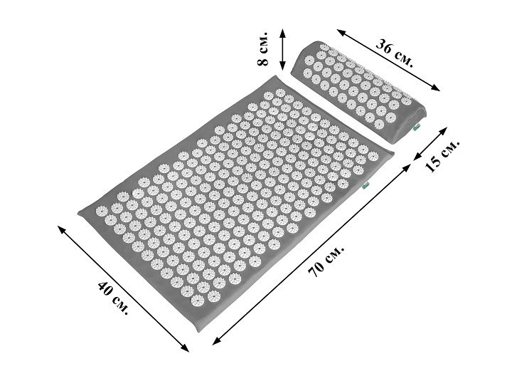 Аплікатор Кузнєцова Набір серія Eko-Max Сірий (Килимок + Валик + Чохол) – Масажний комплект для дому Івано-Франківськ - фото 1
