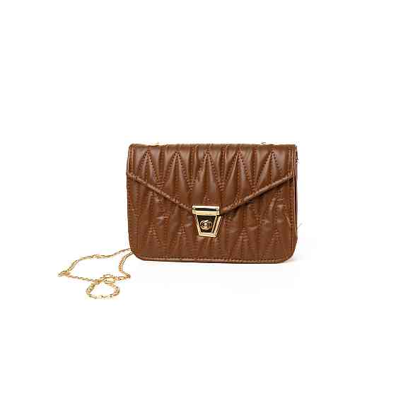 Сумка женская через плечо, сумочка калач со стеганым узором и ручкой-цепочкой, Коричневый Каменец-Подольский