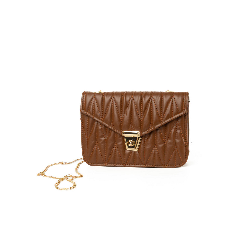 Сумка женская через плечо, сумочка калач со стеганым узором и ручкой-цепочкой, Коричневый Каменец-Подольский - изображение 1