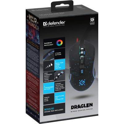 Мишка Defender Draglen GM-907 RGB USB Black (52907) Вінниця - фото 3