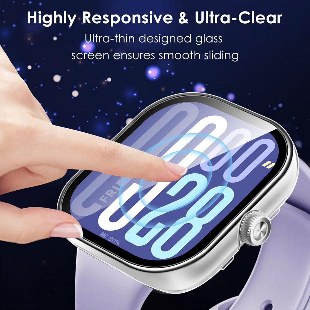 Чохол для годинника ivoler Redmi Watch 5 / Redmi Watch 4 прозорий+чорний 3 шт жорсткий PC з 9H загартованим склом тонкий захисний Київ - фото 2