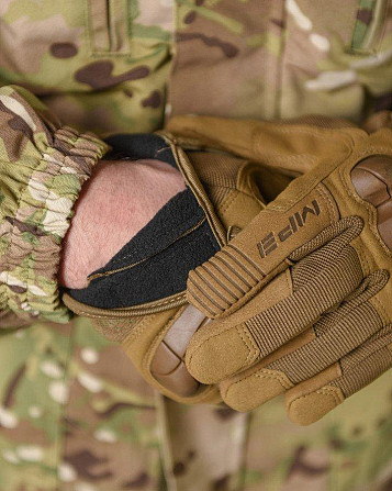 Зимові чоловічі тактичні рукавички Mechanix energy із захисними накладками койот Одеса - фото 4
