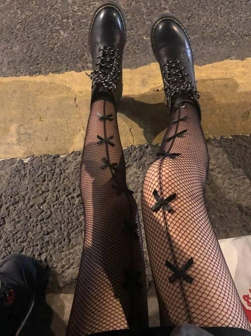 Женские черные колготки - сеточка с отделкой Черный 2 Одесса - изображение 9