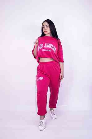 Костюм жіночий літній (футболка + штани) трикотажний Малиновий M-L Харків
