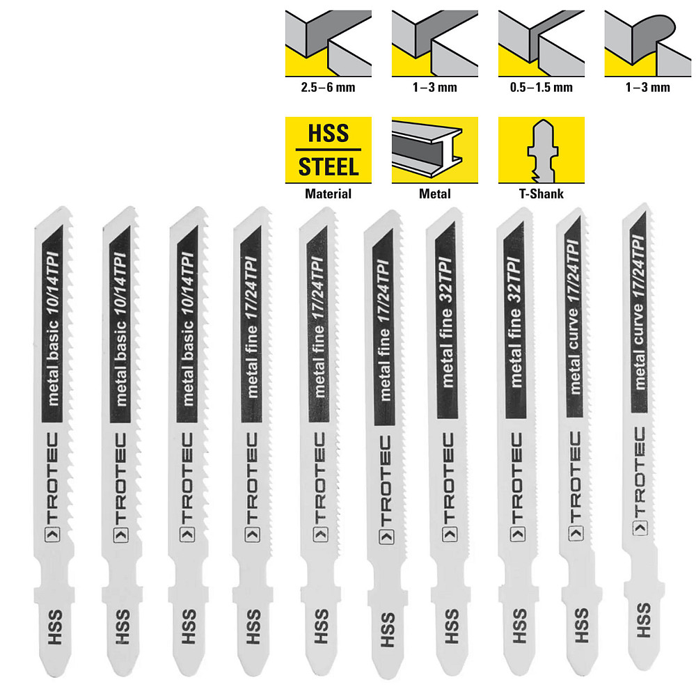 Набор пильных полотен для электролобзика Trotec 10 pieces Metal Set (6215001131) Винница - изображение 2