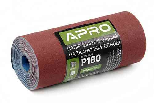 Папір шліфувальний P180 рулон 200 мм*10 м (тканинна основа) APRO Рівне