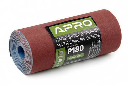 Бумага шлифовальная P180 рулон 200мм*10м (тканевая основа) APRO Ровно - изображение 1