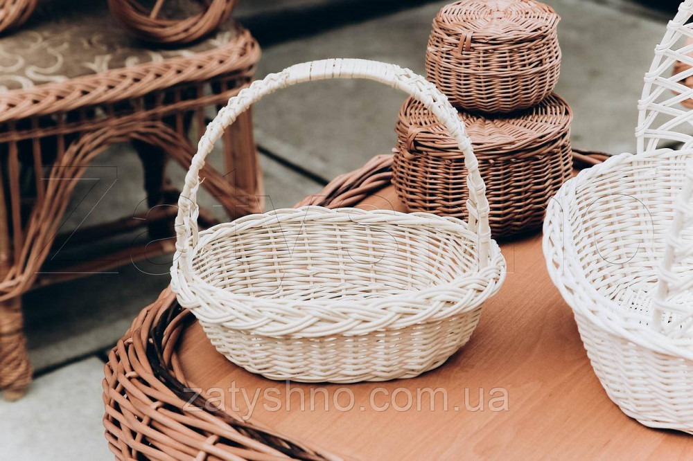 Корзина белая из лозы маленькая | плетеная корзина из лозы | корзини з лози Киев - изображение 8