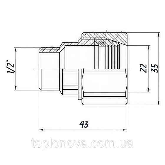 З'єднання затискне пряме для труби Ø22 мм 1/2| Н латунне LS332S OPTIMUM Чернівці