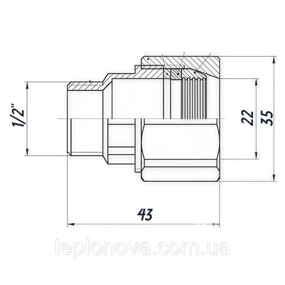 З'єднання затискне пряме для труби Ø22 мм 1/2| Н латунне LS332S OPTIMUM Чернівці - фото 5