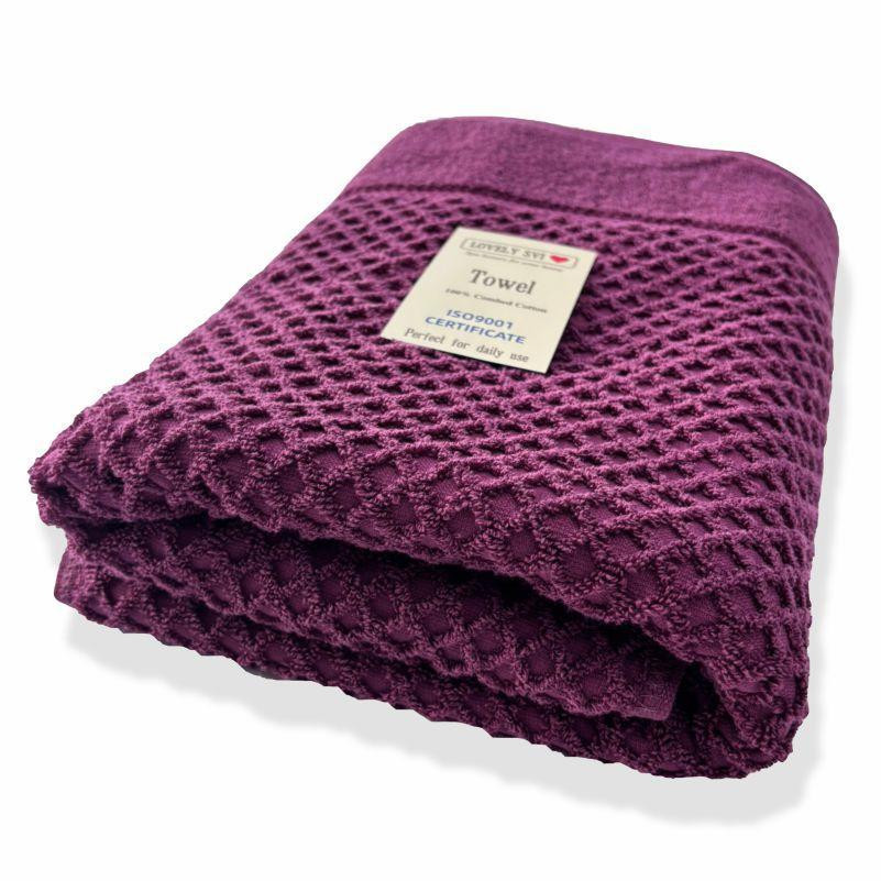 Полотенце банное Lovely Svi хлопок жаккардовое в подарочном пакете - 70 х 140 см Diamond Grid Бургунди Киев - изображение 1