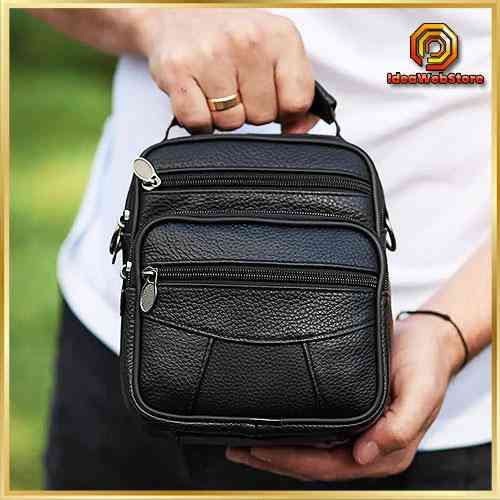 Сумка месенджер чорна чоловіча зі шкіри через плече Tiding Bag Київ