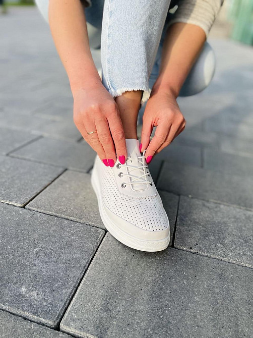 Lonza Жіночі кеди з натуральної шкіри білі весна - літо LONZA / Стильні кеди літні шкіряні р.38 Коломыя - изображение 3