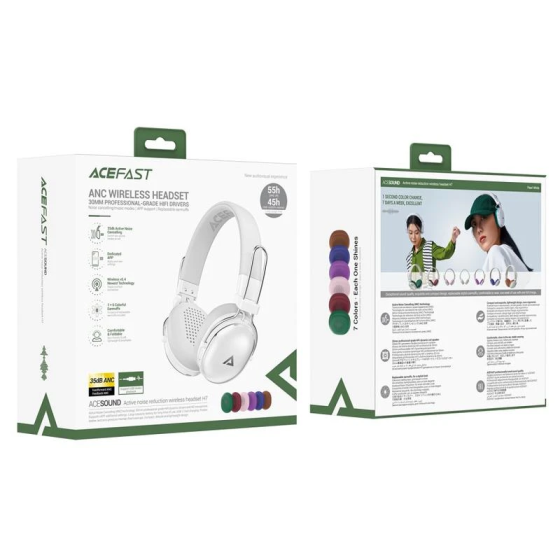 Бездротові навушники ACEFAST H7 active noise reduction wireless headset Pearl white Одеса