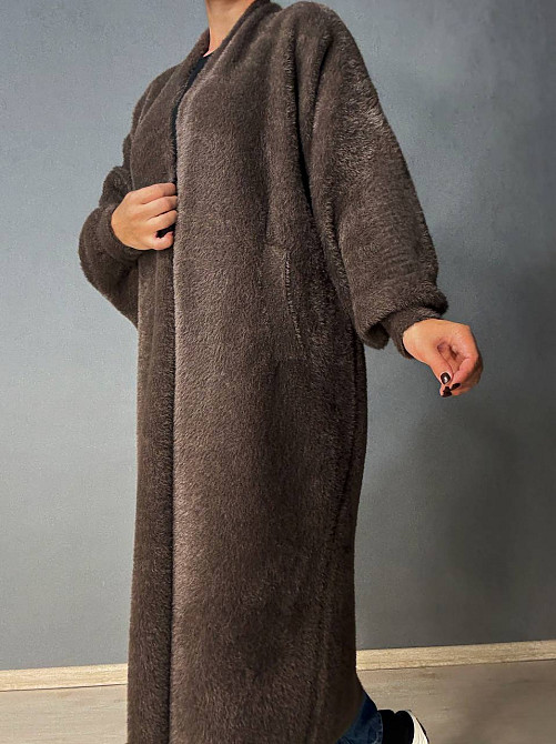 Кардиган жіночий Fancy Matinee 30740 ангора довгий з кишенями, коричневий, one size Київ - фото 19