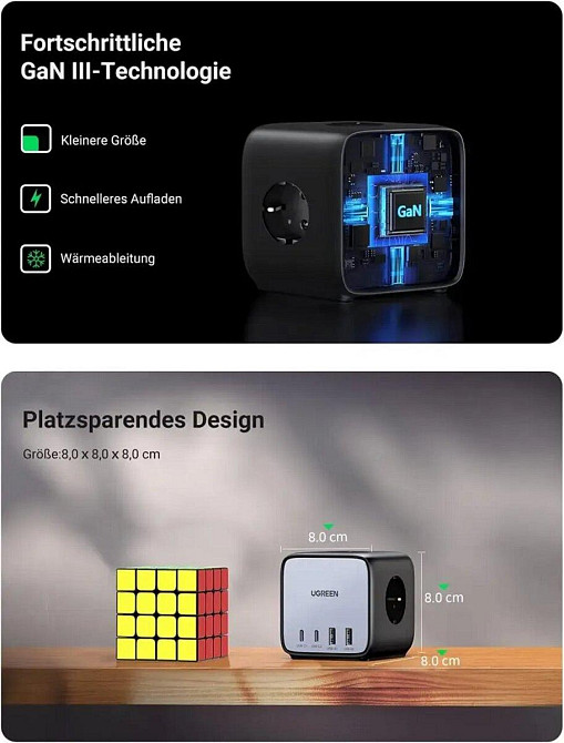 Сетевое зарядное устройство UGREEN CD268 65W DigiNest Cube UGR-60113 Одесса - изображение 5