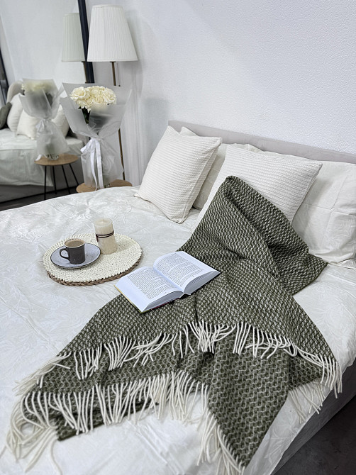 Vladi Плед Vladi 140x200 см из 100% вовни вівці з Нової Зеландії зелений Киев - изображение 6