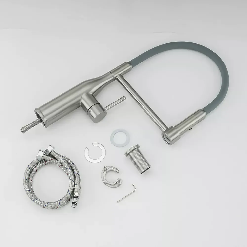 Смеситель для кухни GAPPO G4398-55 с гибким изливом, 2 режима, сатин/серый Киев - изображение 5