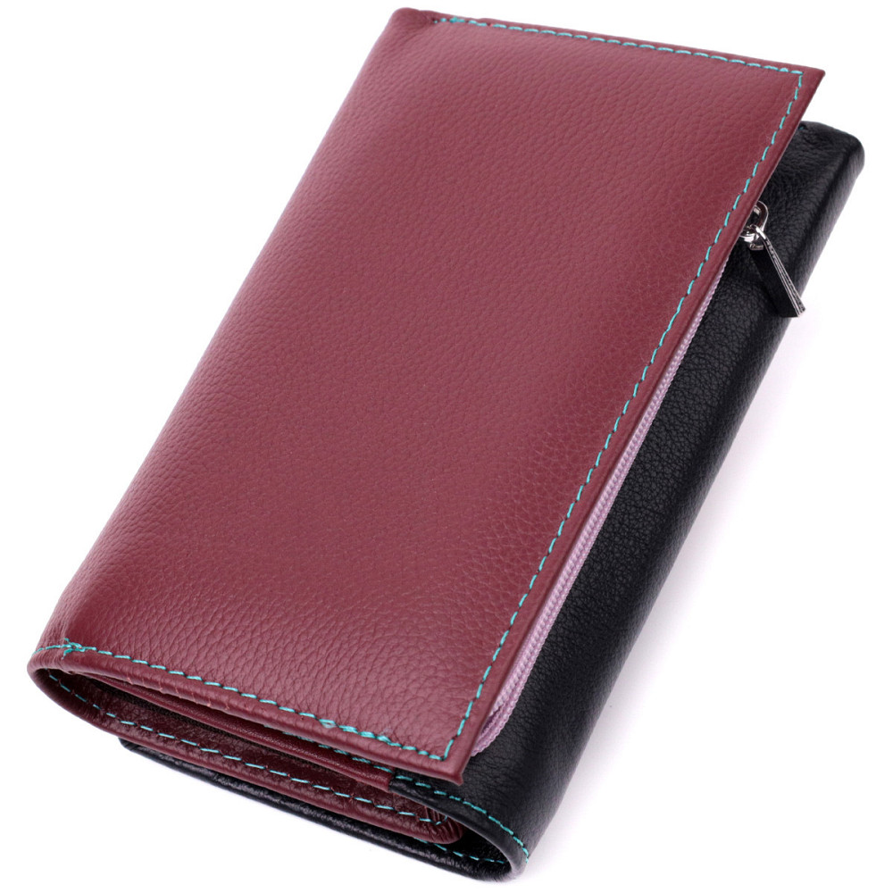 Жіночий шкіряний гаманець у три складання різнокольоровий (ST Leather) Київ - фото 20