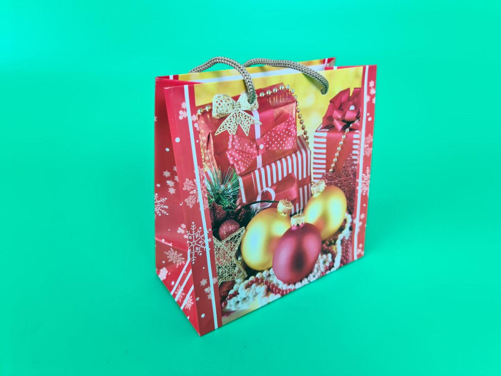 Новогодние, бумажные ,подарочные  пакеты с ручкой Чашка 16/16/8-003 (12 шт) Харьков - изображение 1