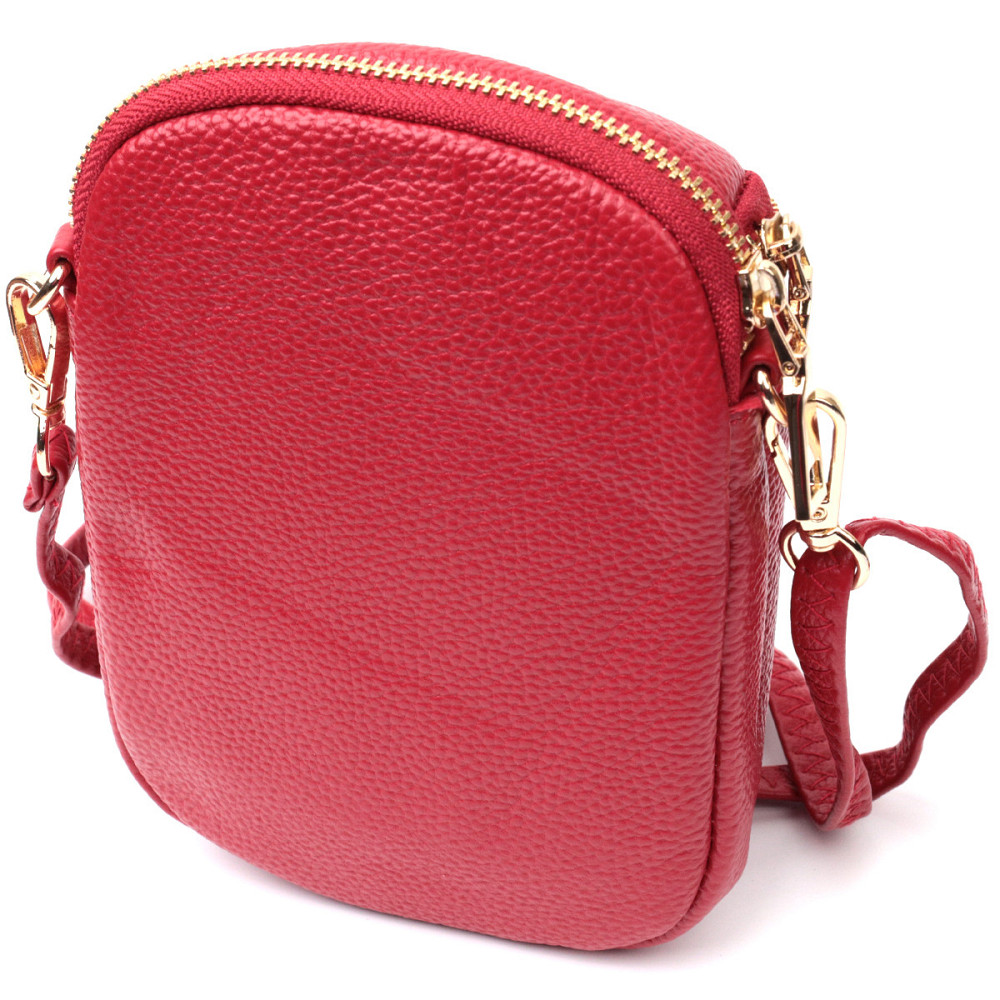 Яркая сумка интересного формата из мягкой натуральной кожи Vintage 22340 Красная Киев - изображение 2