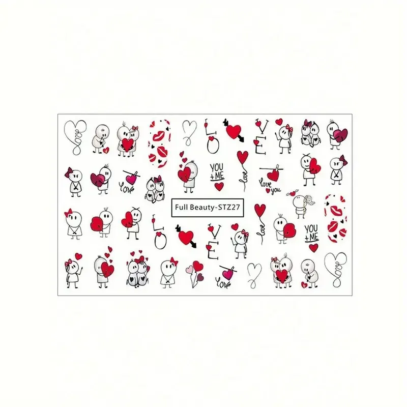 Набор наклеек для ногтей Love (2 листа) – сердечки, пары, надписи, цветы Киев - изображение 5