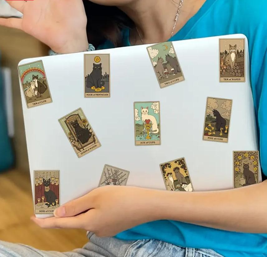 Наліпки карти Таро - Котики , водонепроникні наліпки для пляшки з водою набір 72 шт. Київ - фото 3