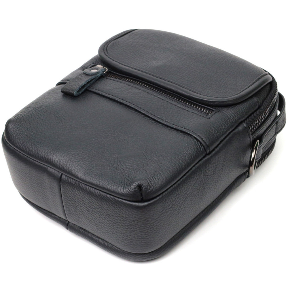 Практична чоловіча сумка на плече з натуральної шкіри Чорна (Vintage) Київ - фото 7