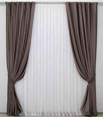 Комплект готових штор VR-Textil Оксамит (бархат) Kadife № 1131ш Коричневий 150х275 см 2 шт (30-949) Київ