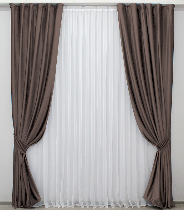Комплект готових штор VR-Textil Оксамит (бархат) Kadife № 1131ш Коричневий 150х275 см 2 шт (30-949) Київ - фото 2