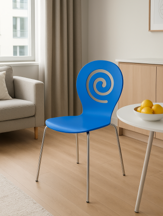 Стілець Лев дерев'яний блакитний Дніпро