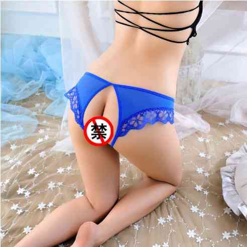 Эротические трусики синие женские с разрезом - размер универсальный, резинка до 100см Киев