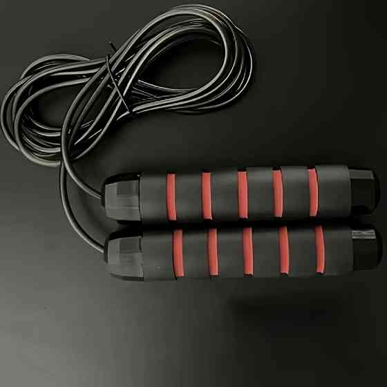 Скакалка, гімнастична, швидкісна для кросфіту з підшибниками, сталевий трос довжина 3 м, червона Кам'янець-Подільський