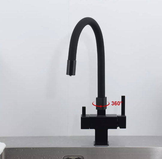 Змішувач для кухні Koer KB-72023-05 з виходом для питної води латунь/колір чорний (KR5009) Чернівці - фото 8