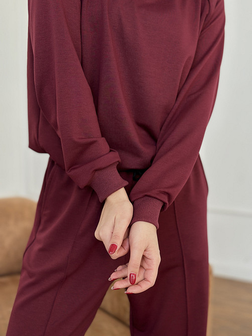 Женский спортивный костюм с широкими штанами Бордовый M/L Харьков - изображение 10