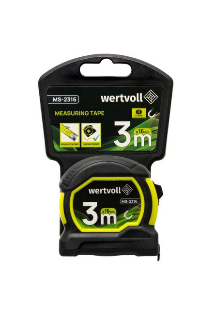 WERTVOLL Рулетка WERTVOLL 3 м×16 мм з магнітами фіксатор полотна покриття TPR нейлонове покритт Київ - фото 7