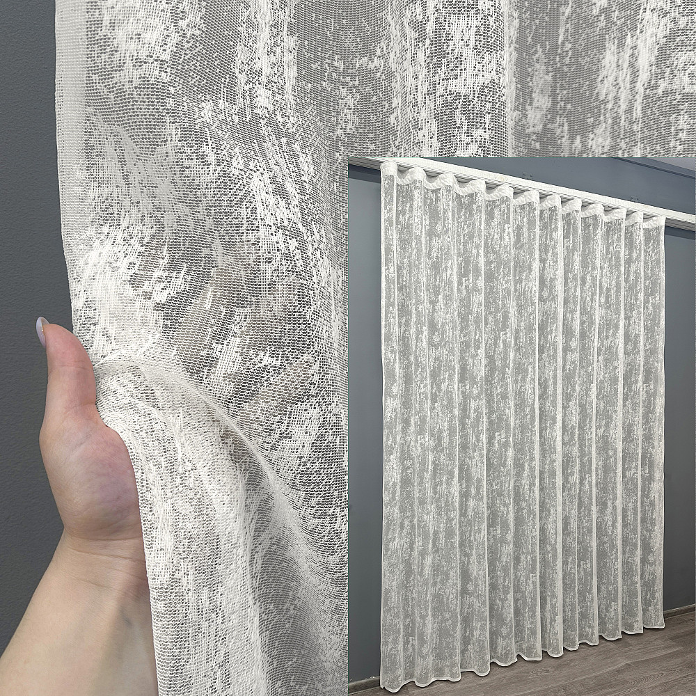 Тюль жакард, колекція "Мармур" колір молочний 1545т Київ - фото 1