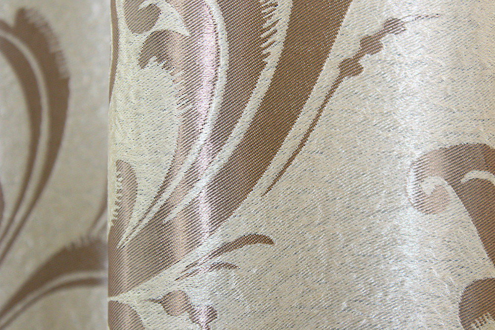 Комплект готовых штор VR-Textil Блэкаут Лилия № 074ш(Б) Бежевый с кофейным 100х270 см 2шт (31-267) Киев - изображение 8