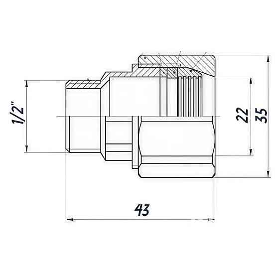 З'єднання зажимне пряме для труби Ø22мм 1/2″З латунне LS332S OPTIMUM Киев