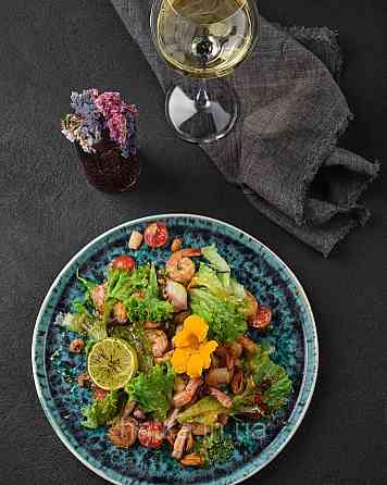 Тарілка Olens "Totem" 21 см кругла кераміка синя овальна для дому та ресторанів Київ