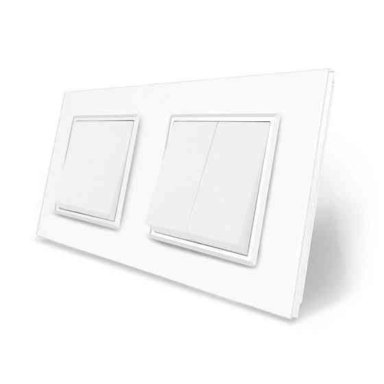 Трьохклавішний вимикач (1-2) Livolo білий скло (VL-C7K1K2-11) Коломыя