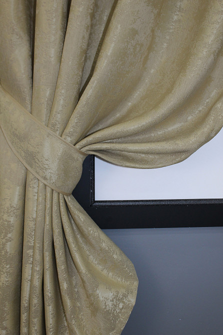 Комплект коротких штор VR-Textil Жаккард Sultan XO № 1284ш Золотистый 130х170 см 2 шт (35-0087) Киев - изображение 4