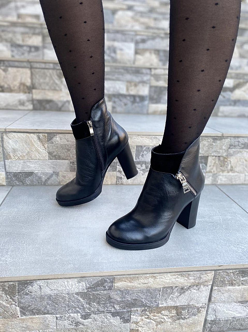 Черевики жіночі D and V чорні натуральна шкіра висота каблука 9см розмір 40 (1221) Коломия - фото 5