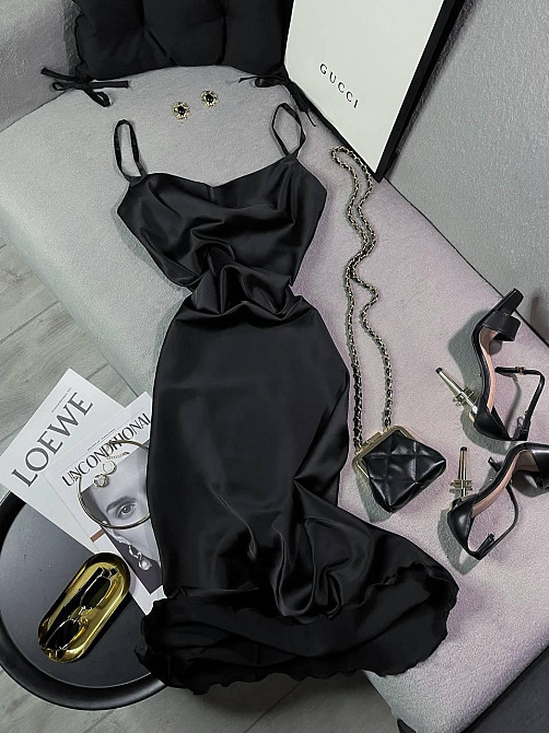 Женское романтическое элегантное платье шелк Черный, 44/46 Одесса - изображение 3