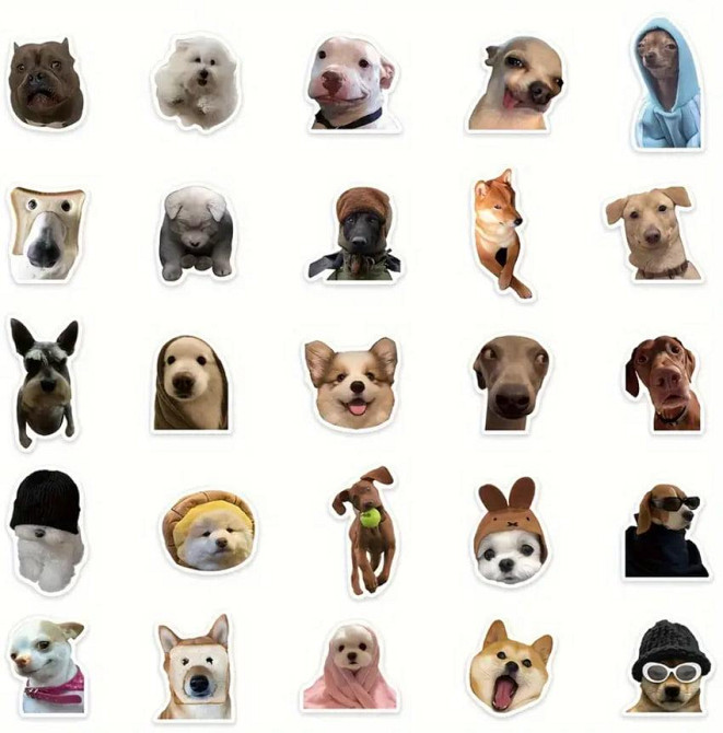Наклейки Стикеры с мемами собаками. Водонепроницаемые виниловые эстетические наклейки, набор 50 штук Киев - изображение 3