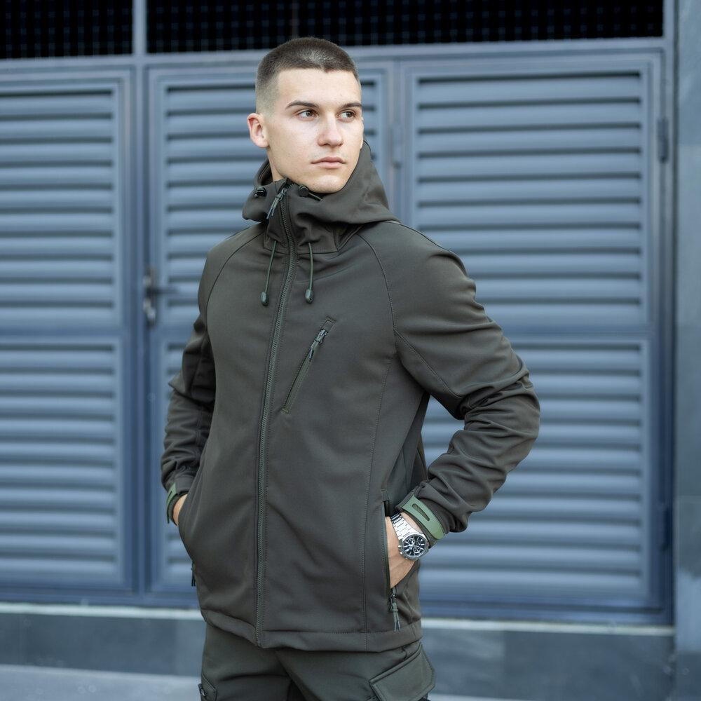 Чоловіча куртка soft shell Pobedov Matrix софтшелл Куртка демісезонна з капюшоном осінь весна хакі Одеса - фото 3