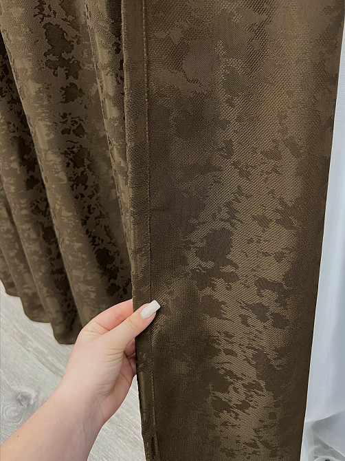 Комплект готовых штор VR-Textil Лен мрамор Pavliani ХО № 1261ш Коричневый 100х280 см 2 шт (31-164) Киев - изображение 15