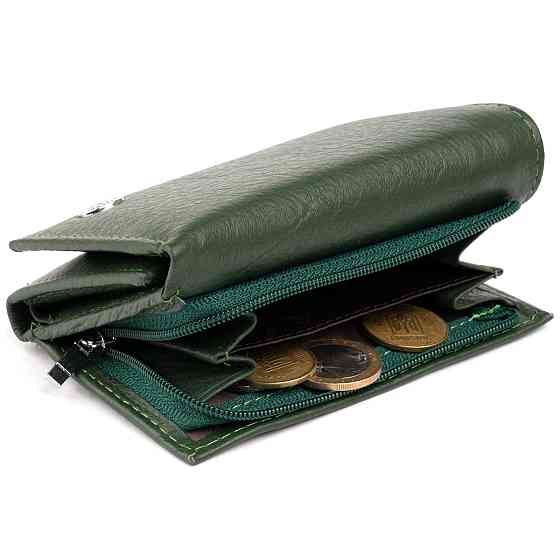 Горизонтальне портмоне зі шкіри унісекс на магніті ST Leather 19332 Зелене Київ