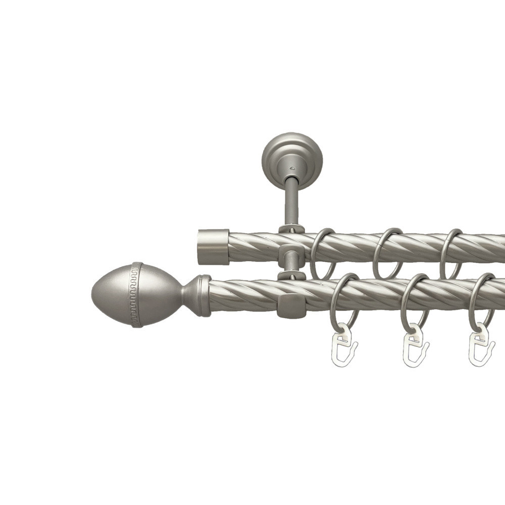 Карниз Orvit Фарже металевий дворядний відкритий скручена труба кільце металеве Сатин 19\19 мм 200 см (00-00023251) Львів - фото 1